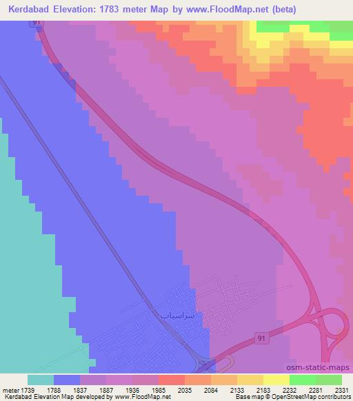 Kerdabad,Iran Elevation Map