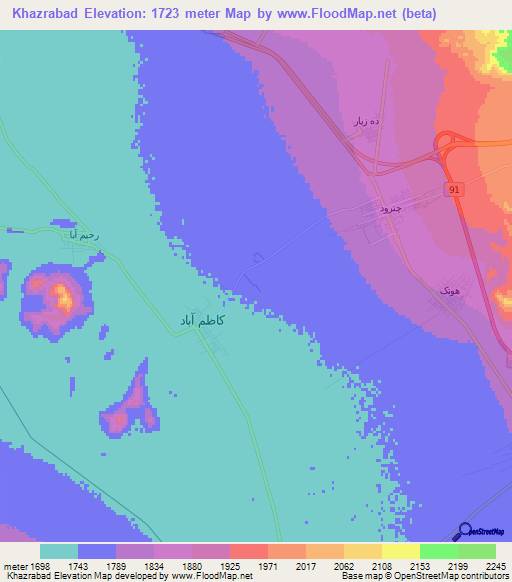 Khazrabad,Iran Elevation Map