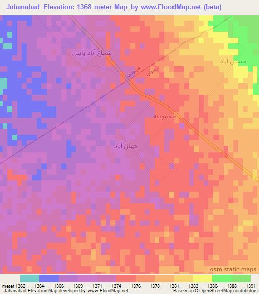 Jahanabad,Iran Elevation Map