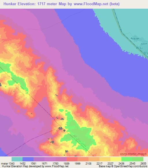 Hunkar,Iran Elevation Map