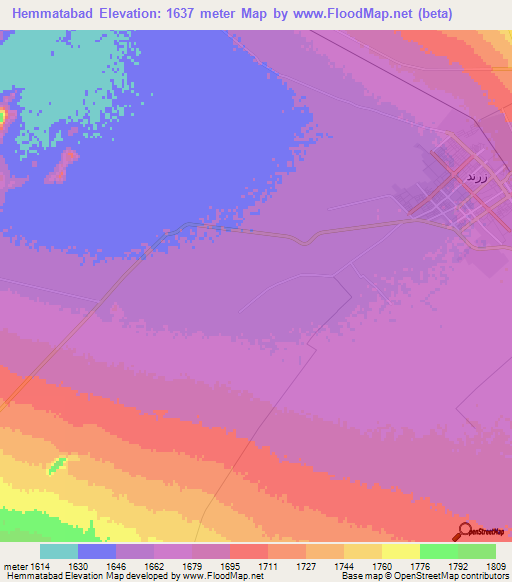 Hemmatabad,Iran Elevation Map