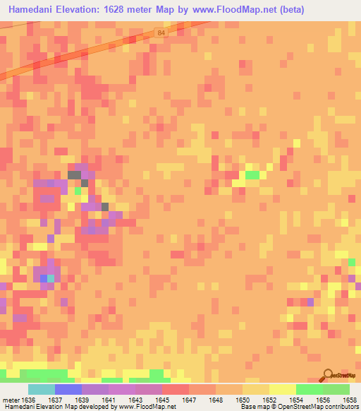 Hamedani,Iran Elevation Map