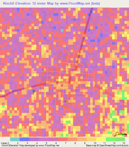 Kinchil,Mexico Elevation Map