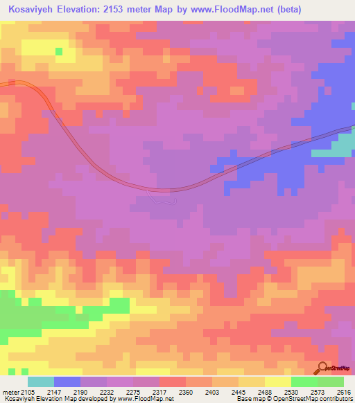 Kosaviyeh,Iran Elevation Map