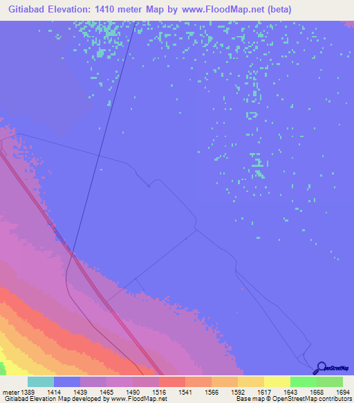 Gitiabad,Iran Elevation Map