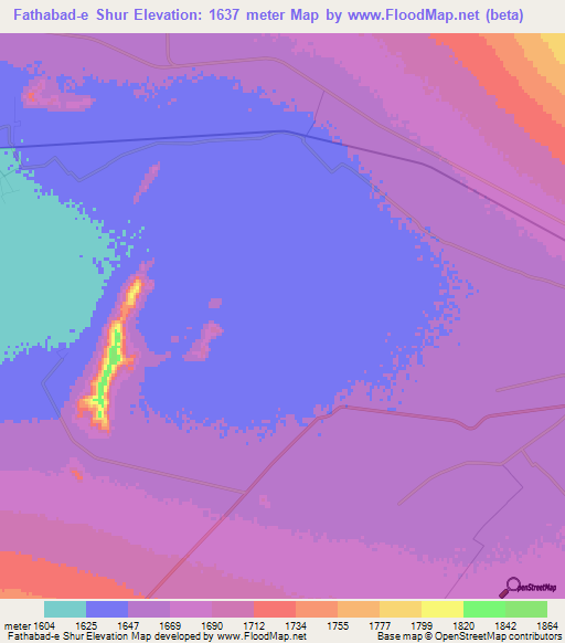 Fathabad-e Shur,Iran Elevation Map