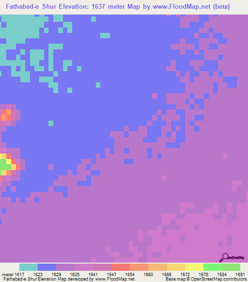 Fathabad-e Shur,Iran Elevation Map
