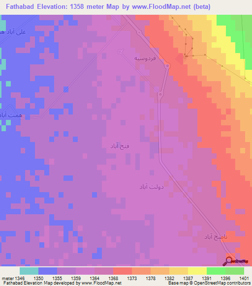 Fathabad,Iran Elevation Map