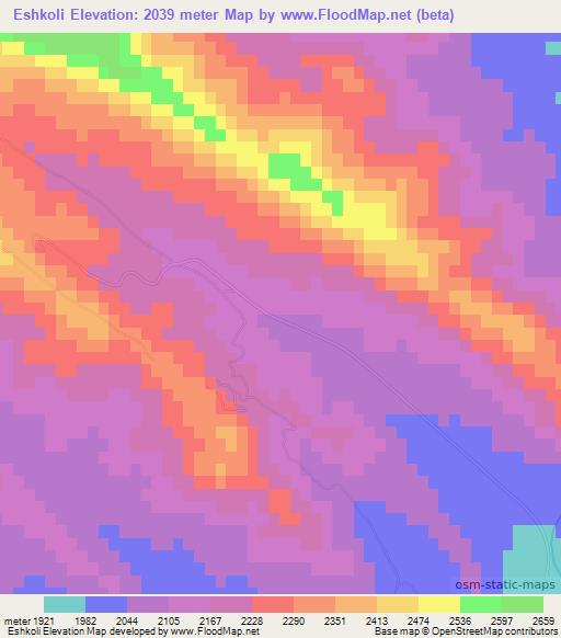 Eshkoli,Iran Elevation Map