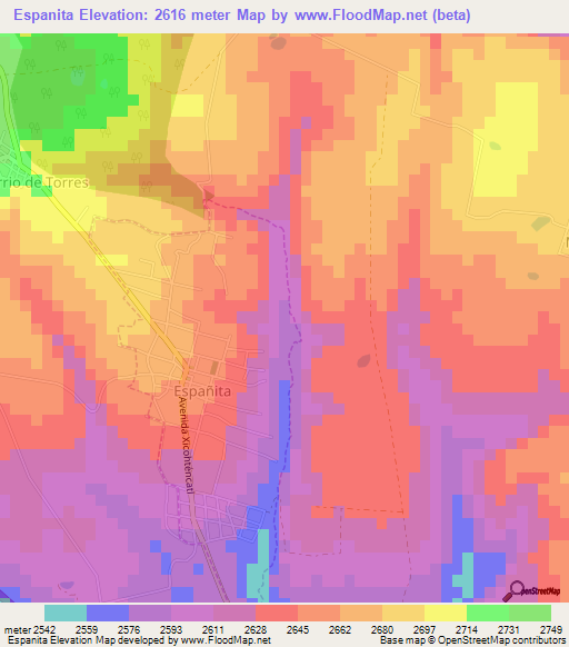 Espanita,Mexico Elevation Map