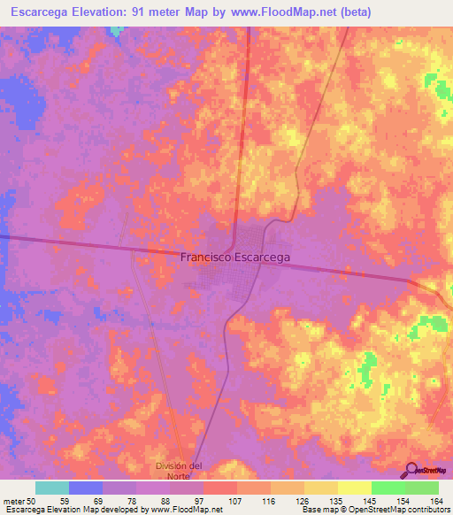 Escarcega,Mexico Elevation Map