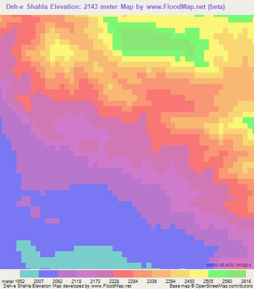 Deh-e Shahla,Iran Elevation Map