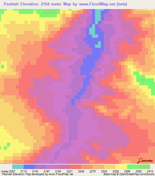 Peshteh,Iran Elevation Map