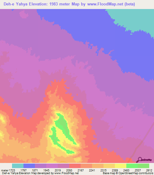 Deh-e Yahya,Iran Elevation Map