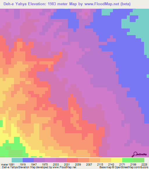 Deh-e Yahya,Iran Elevation Map