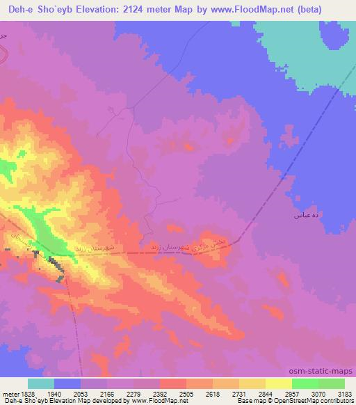 Deh-e Sho`eyb,Iran Elevation Map