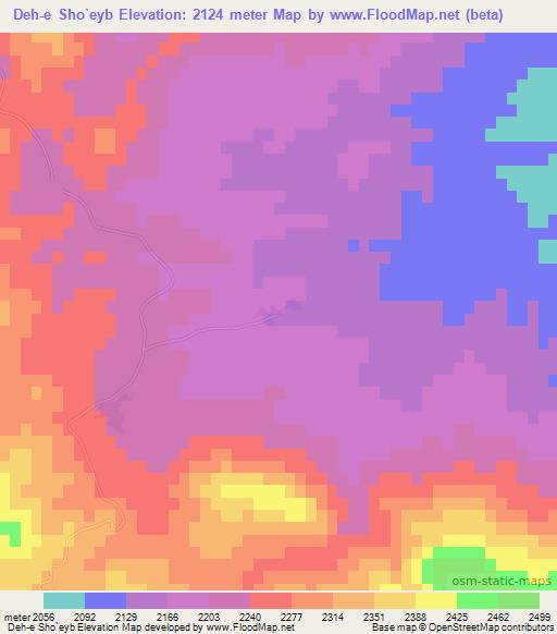 Deh-e Sho`eyb,Iran Elevation Map