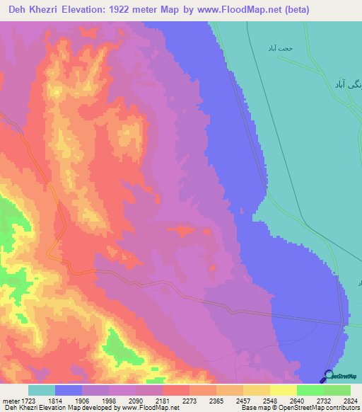 Deh Khezri,Iran Elevation Map