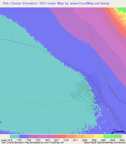 Deh Chenar,Iran Elevation Map