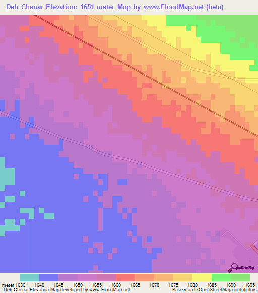 Deh Chenar,Iran Elevation Map