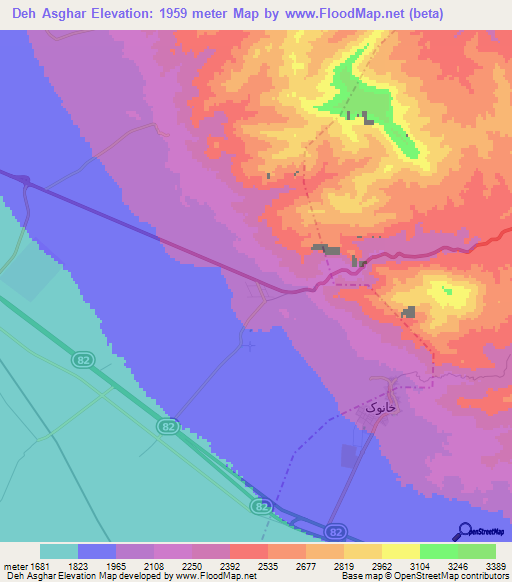 Deh Asghar,Iran Elevation Map