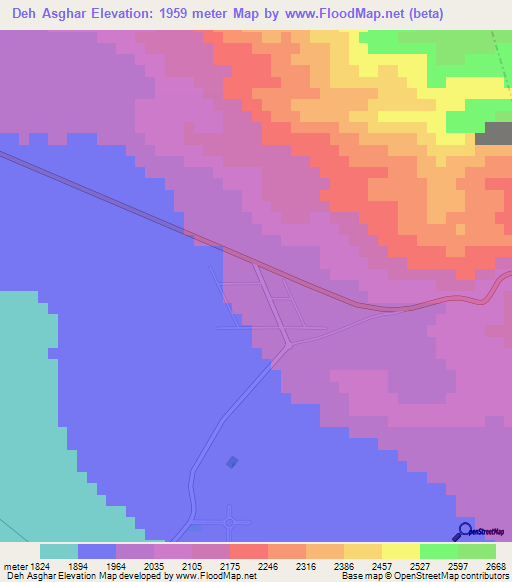 Deh Asghar,Iran Elevation Map