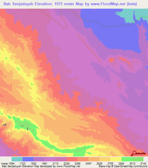 Bab Senjeduyeh,Iran Elevation Map