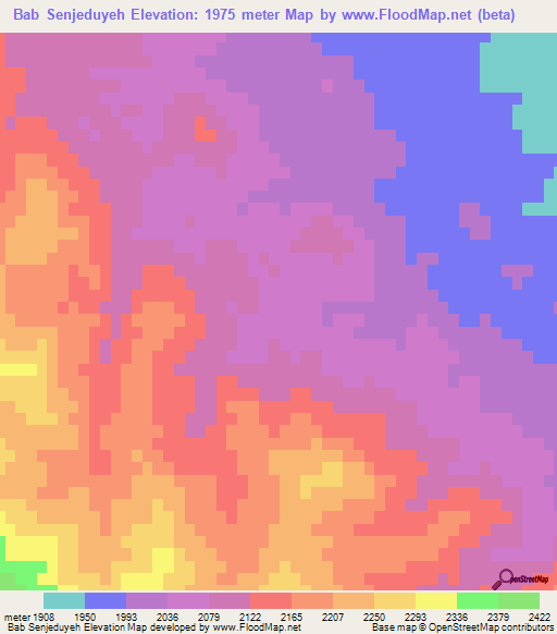 Bab Senjeduyeh,Iran Elevation Map