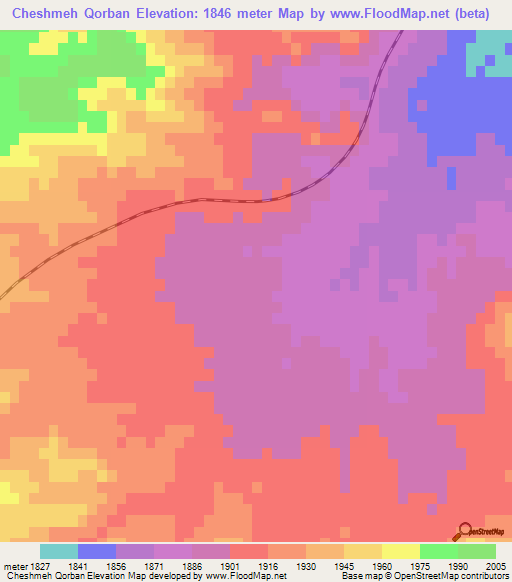 Cheshmeh Qorban,Iran Elevation Map