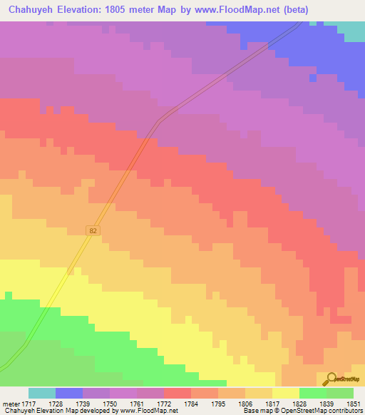 Chahuyeh,Iran Elevation Map