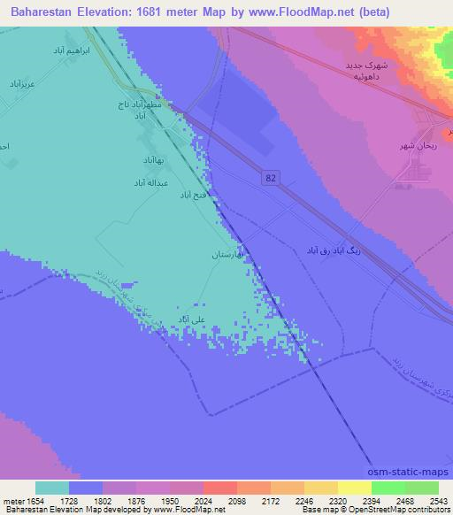 Baharestan,Iran Elevation Map