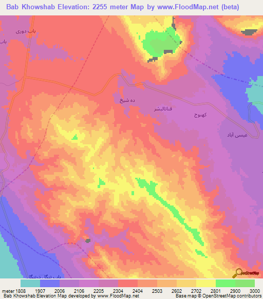 Bab Khowshab,Iran Elevation Map