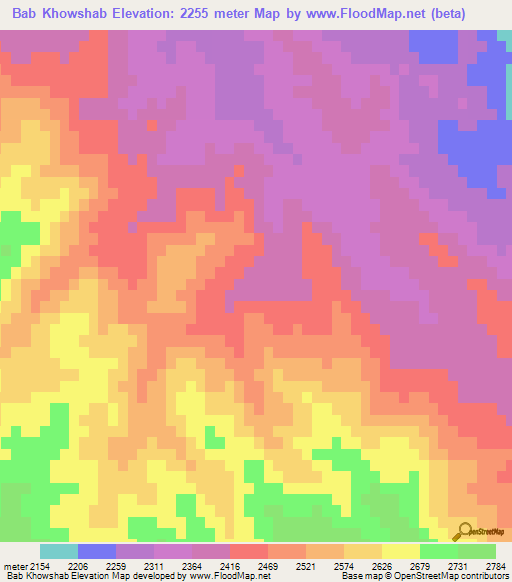 Bab Khowshab,Iran Elevation Map