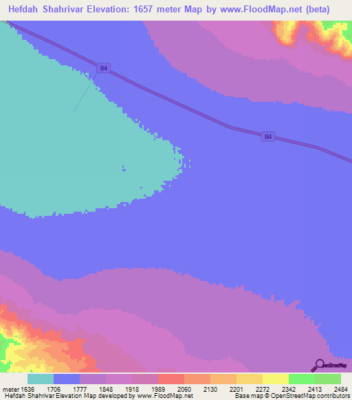 Hefdah Shahrivar,Iran Elevation Map