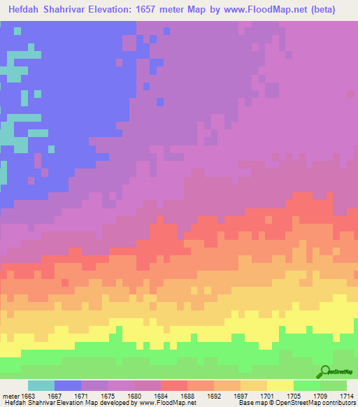 Hefdah Shahrivar,Iran Elevation Map