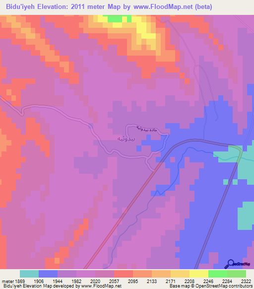 Bidu'iyeh,Iran Elevation Map