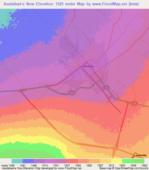 Asadabad-e Now,Iran Elevation Map