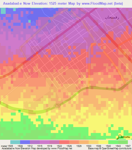 Asadabad-e Now,Iran Elevation Map