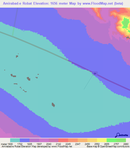 Amirabad-e Robat,Iran Elevation Map