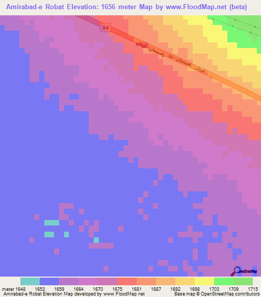 Amirabad-e Robat,Iran Elevation Map