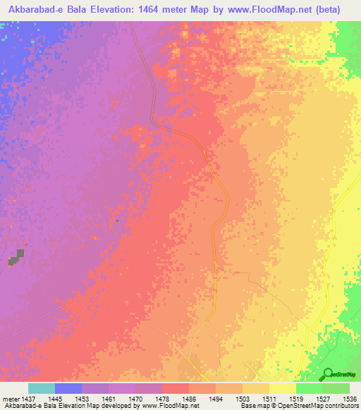 Akbarabad-e Bala,Iran Elevation Map