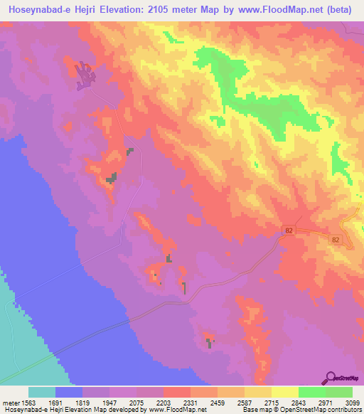 Hoseynabad-e Hejri,Iran Elevation Map