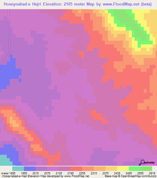 Hoseynabad-e Hejri,Iran Elevation Map