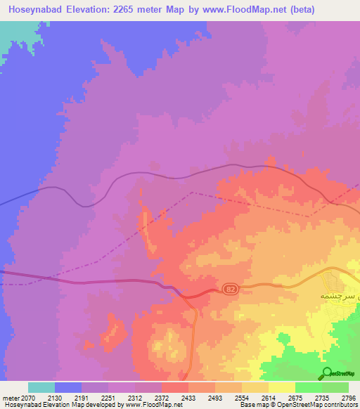 Hoseynabad,Iran Elevation Map