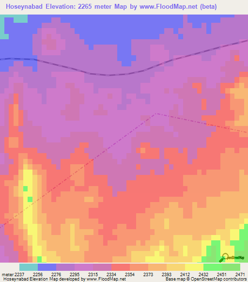 Hoseynabad,Iran Elevation Map