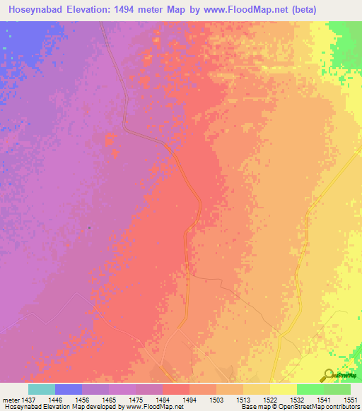 Hoseynabad,Iran Elevation Map