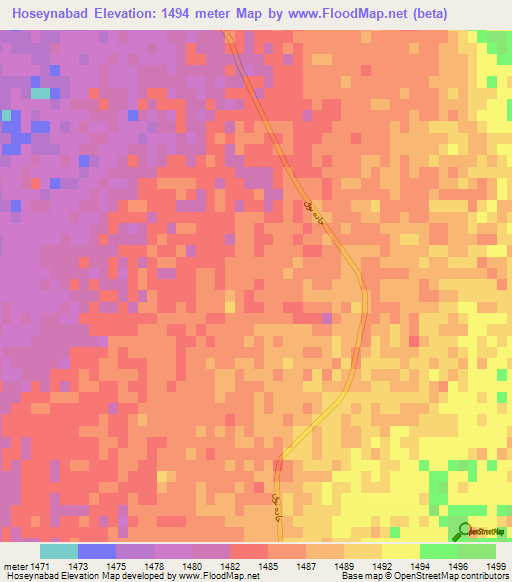 Hoseynabad,Iran Elevation Map