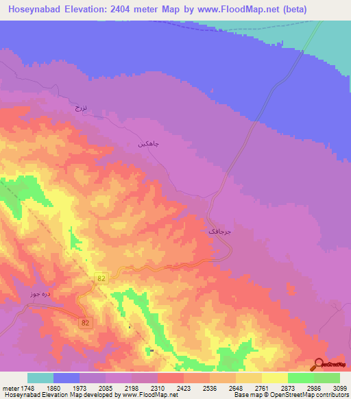 Hoseynabad,Iran Elevation Map