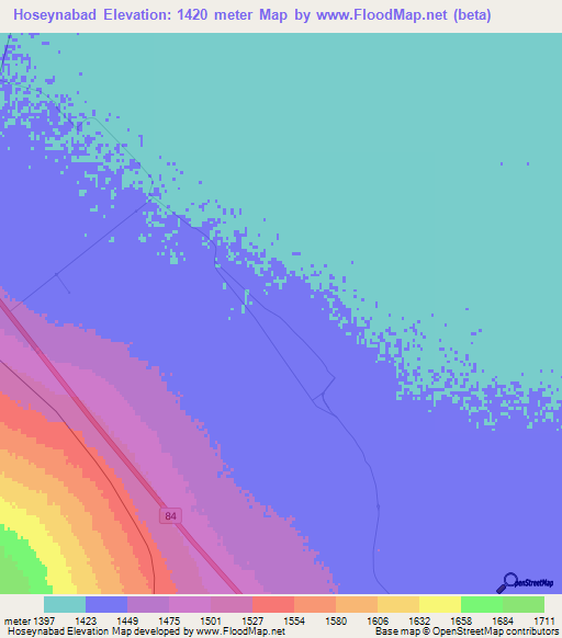 Hoseynabad,Iran Elevation Map