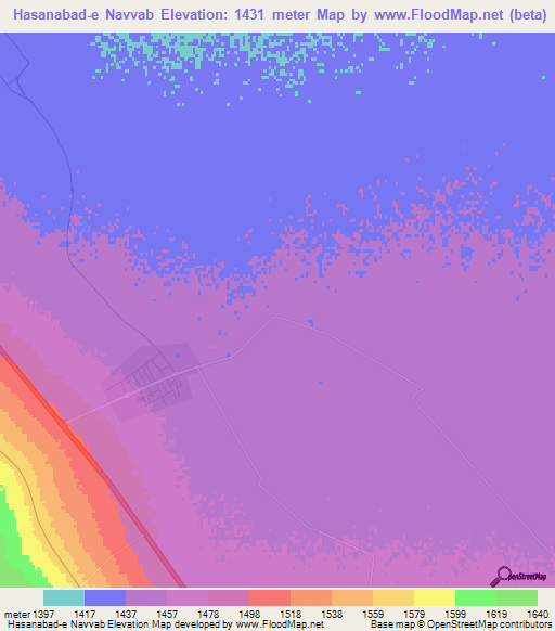 Hasanabad-e Navvab,Iran Elevation Map